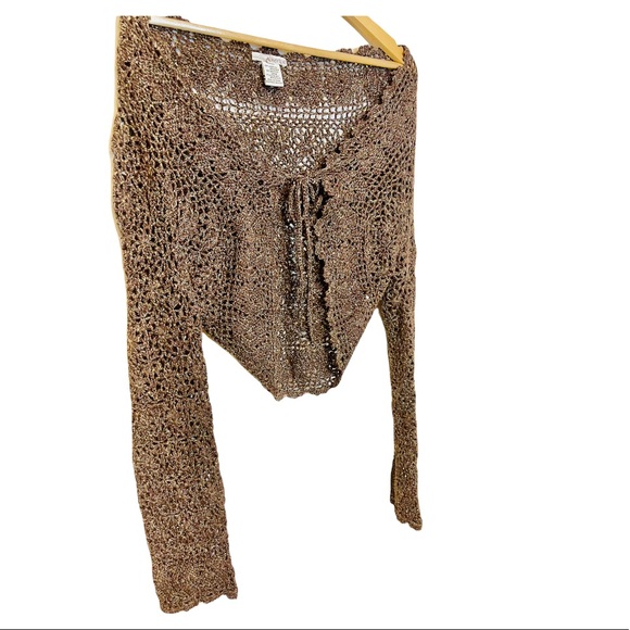 - KENZIE - front tie metallic shrug. - Picture 4 of 10